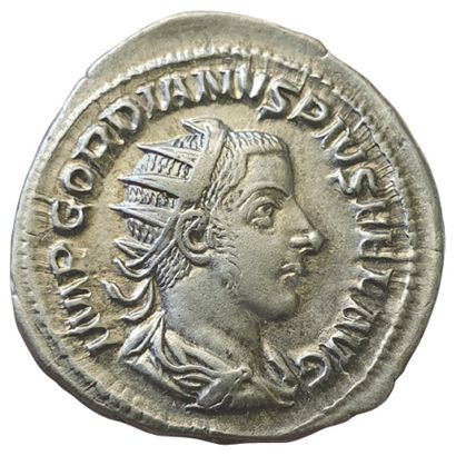 null GORDIEN III. 

Antoninien. Rome.

R/ PM TRP V COS II PP. Apollon assis, appuyé...