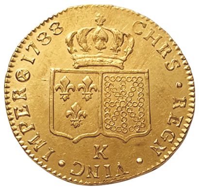 null LOUIS XVI.

1774-1792.

Double Louis d'or à la tête nue.

1788 K. Bordeaux....
