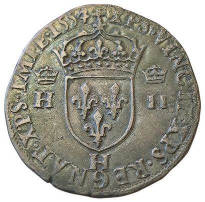null HENRI II. 

1547-1559. 

Teston à la tête nue. 1er type. 1554 H. La Rochelle....