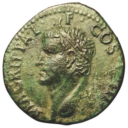 null AGRIPPA. AS. 

Frappé sous Caligula (37-41). Rome.

R/ SC. Neptune nu debout,...