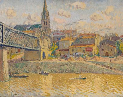null Joseph LÉPINE (1867-1943)

Le pont à Branne sur la Dordogne (Gironde)

Huile...