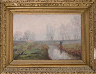 null Paul SEBILLEAU (1847-1907)

Bord de rivière animé, 1899

Huile sur toile, signée...