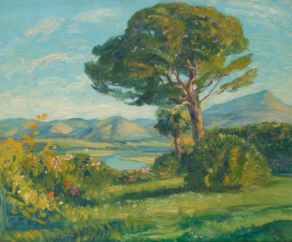Georges BERGES (1870-1934) 
Paysage du Pays-Basque...