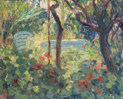 Louis SUE (1875-1968) 
Jardin à Neyrac 
Huile...