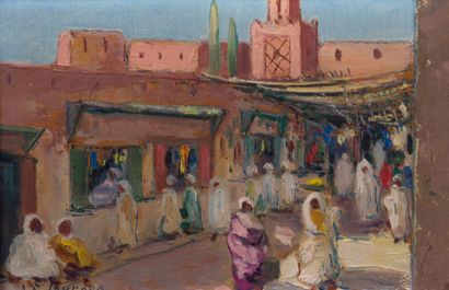 null Jean-Roger SOURGEN (1883-1978)

Rue animée au Maroc

Huile sur panneau signé...