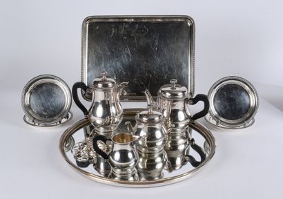 Ercuis, tea-coffee set in silver plated metal...