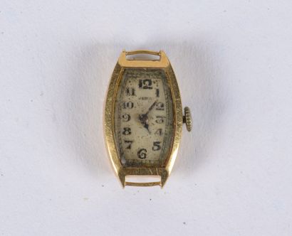 null Boîtier de montre de dame de forme tonneau en or jaune 750 millièmes vers 1930,...