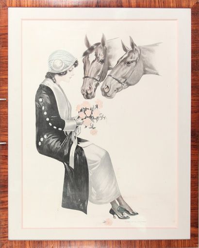 null Deux tirages couleurs d'après Charles HOLMES

"Élégantes aux chevaux"

63 x...