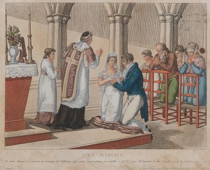 null Suite de trois gravures couleurs début XIXème siècle

"La mariage", "Hortense...