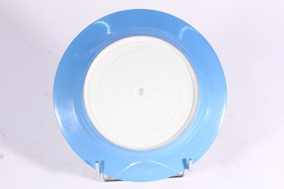 null SEVRES

Assiette en porcelaine, décor en réserve "La Cueillette" sur fond bleu,...
