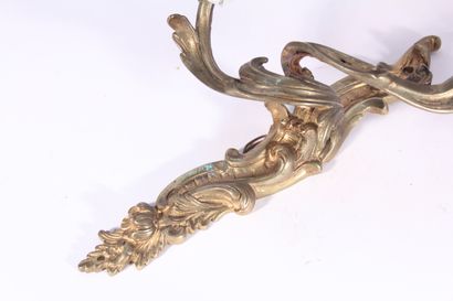 null Paire d'appliques en bronze doré à décor de feuillages 

Style Louis XV, XIXème...