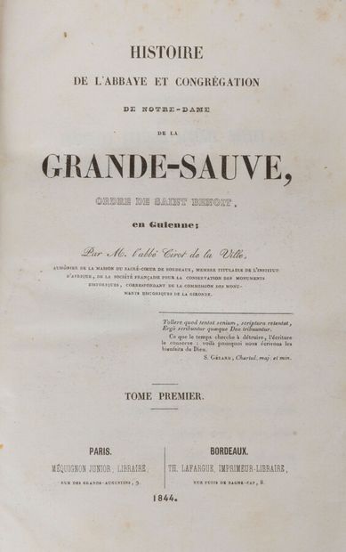 null Gironde

CIROT de LA VILLE (Jean-Pierre-Albert, abbé)

Histoire de l'abbaye...