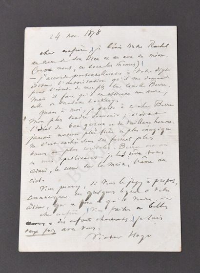 null HUGO (Victor)

Lettre autographe signée de Victor Hugo en date du 24 novembre...