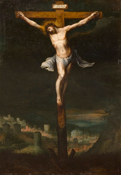 null ECOLE FLAMANDE VERS 1580, entourage de Gillis MOSTAERT


Christ en croix


Cuivre.


Marque...