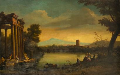 null 19th CENTURY ITALIAN PATIENT


Landscape with ruins


Oil on canvas.


94 x...