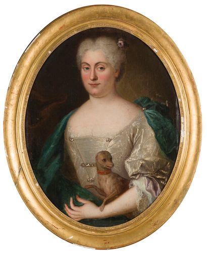 null FRENCH SCHOOL AROUND 1720


Portrait of a lady in bust holding her dog


Oval...