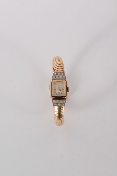 null Omega, montre bracelet de dame en or jaune 750 millièmes des années 1950, boitier...