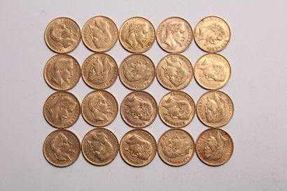 null 20 pièces de 20 Frs or Napoléon III Tête laurée, dates et ateliers divers