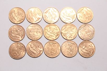 null 15 pièces de 20 Francs or au Génie