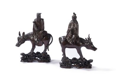 null Deux groupes en bronze 

Chine, Fin du XIXème siècle 

L'un représentant He...
