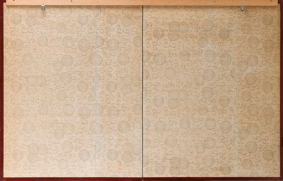 null Petit paravent à deux feuilles sur papier 

Japon, fin du XIXème, début XXème...