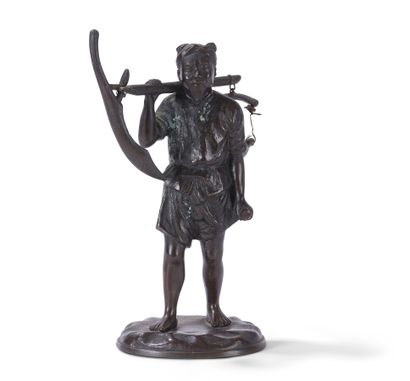 null Deux statuettes de paysans en bronze

Asie, XXème siècle

Représentés debout...