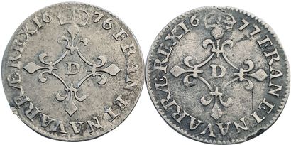 null Louis XIV. 2 monnaies : 4 Sols des Traitants 1676D et 1677D. Vimy. TTB à TT...