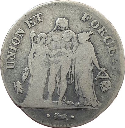 null Directoire. 5 Francs Union et Force An 5 L. Bayonne. Gad.563. TB-