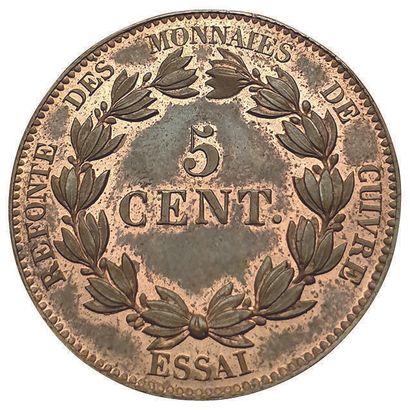 null Essai de 5 centimes, refonte des monnaies de cuivre. N.D. Paris.5,04grs. 26mm....