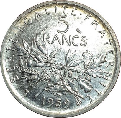 null 5 Francs 1959. Variété petit 5. Gad.E 153.5. SPL