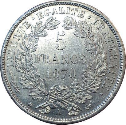 null 5 Francs Cérès 1870 A. Paris. F.333/1. SUP
