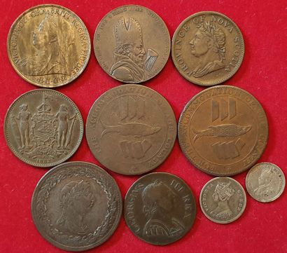 null Angleterre et Colonies. 10 monnaies : Penny 1896 (SUP), Cornish Penny 1811 (2...