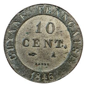 null Guyane. Louis-Philippe 1er. 10 Centimes 1846 A. Gad.C.32. TTB