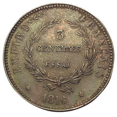 null Essai. 3 Centimes 1816. Bronze. Bruxelles. Maz.644. TTB+/SUP