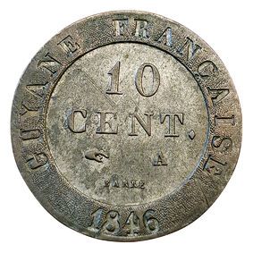 null Guyane. Louis-Philippe 1er. 10 Centimes 1846 A. Gad.C.32. TTB+