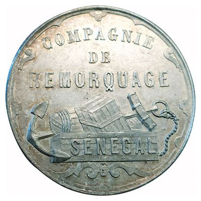 null Sénégal. Jeton. Compagnie de remorquage. ND (1860-1879). Argent. 21,1grs. Poinçon...