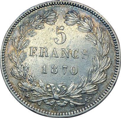 null 5 Francs Cérès 1870 A. Paris. Sans légende. F.332/1. TTB+