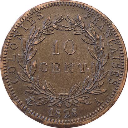 null Guyane. Colonies Générales. Charles X. 10 Centimes. 1828 A. Gad.C.306. qSUP