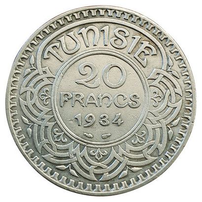 null Tunisie. 20 Francs 1934. Gad.C.362. 9500 ex. TTB+