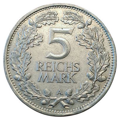 null République de Weimar. 5 Mark 1925 A. Km.47. SUP
