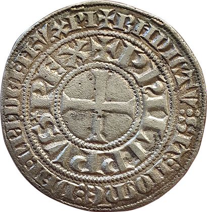 null Philippe IV le bel. 1285-1314. Gros Tournois à l'O rond. Au T oncial. 4,03grs....