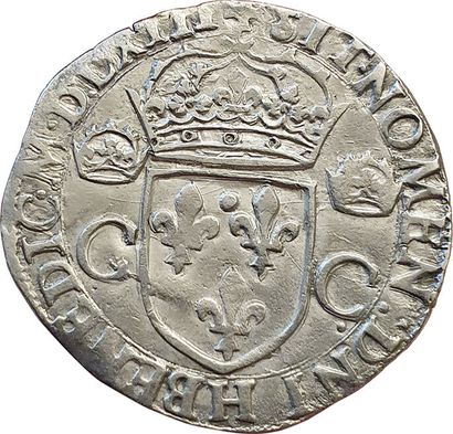 null Charles IX. Teston 2e type. 1563 H. La Rochelle. 9,27grs. Sb.4602. TTB+