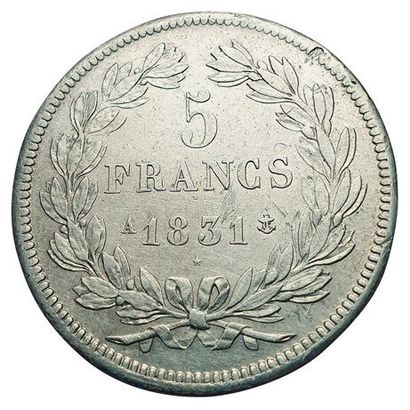 null 5 Francs tête laurée 1er type. 1831 A. Paris. Tr. En relief. F.320/1. Petit...