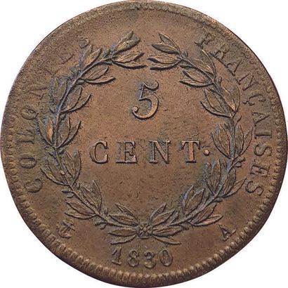 null Guyane. Colonies Générales. Charles X. 5 Centimes. 1830 A. Gad.C.302. SUP