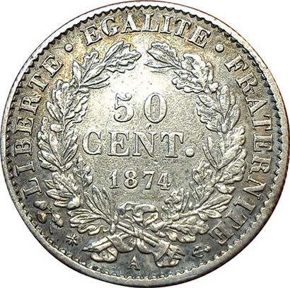 null 50 Centimes Cérès 1874 A. Paris. F.189/7. qSUP