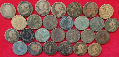 null Période Révolution. 27 monnaies : 12 Deniers type FRANCOIS, dates et ateliers...