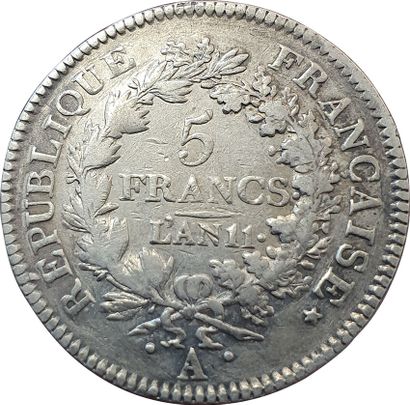 null 5 Francs Union et Force An 11 A. Gad.563a. TB