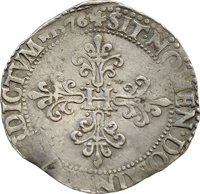 null Henri III. 1574-1589. Franc au col plat. 1576 A. Paris. 14,18grs. Sb.4714. ...