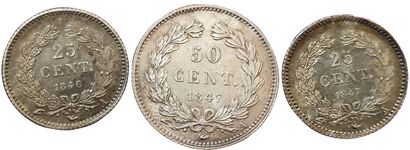 null 3 monnaies : 50 Centimes 1847 A, 25 Centimes 1846 A et 1847 A. SUP et SPL