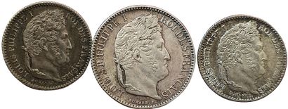 null 3 monnaies : 50 Centimes 1847 A, 25 Centimes 1846 A et 1847 A. SUP et SPL